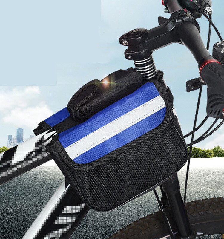 自転車用バッグ フレームバッグ フロントバッグ ポーチ 収納便利 大容量 メッシュ シンプル 無地 反射材付き 工具入れ サイクリングバッグ-SG-  - IT問屋