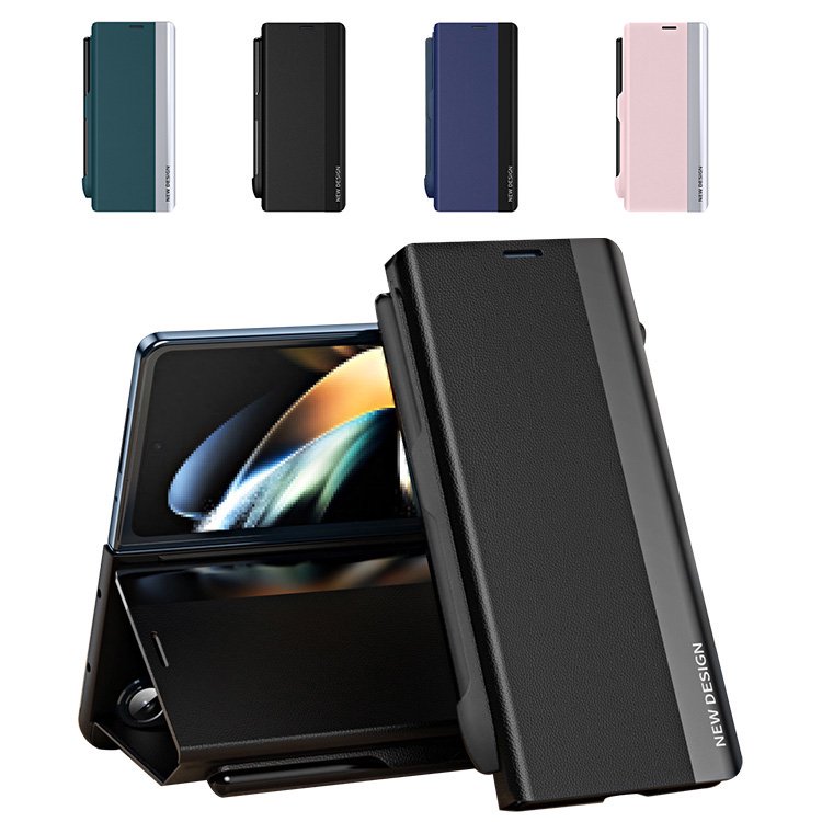 Galaxy Z Fold 5 ケース カバー 手帳型 PUレザー+プラスチック ペン