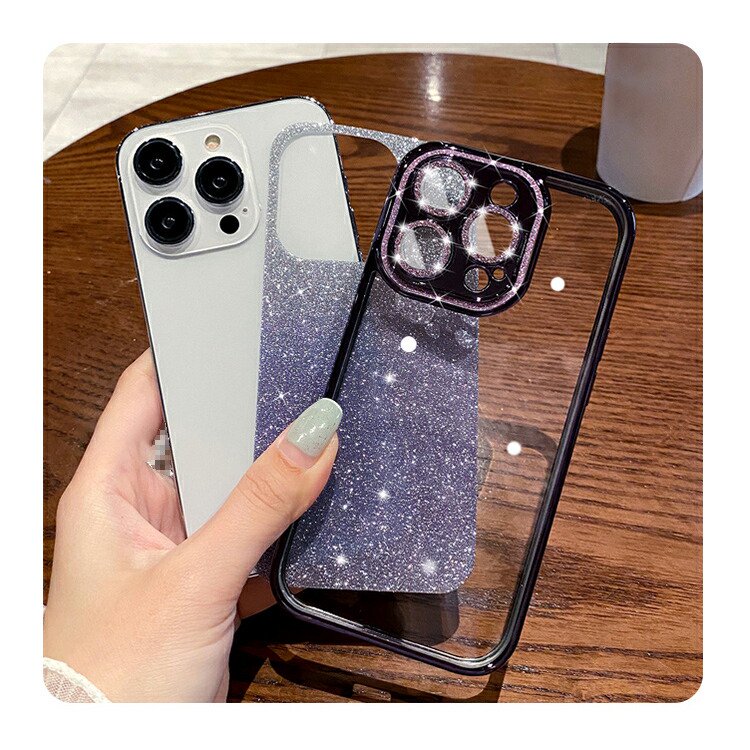 iPhone15 ケース カメラ保護あり メッキ TPU ソフトケース キラキラ おしゃれ かわいい ラメ グリッター - IT問屋