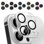 iPhone15 カメラカバー 15 Plus/15 Pro/15 Pro Max クリア 透明 アルミ 金属性 強化ガラス付き レンズ保護カバー