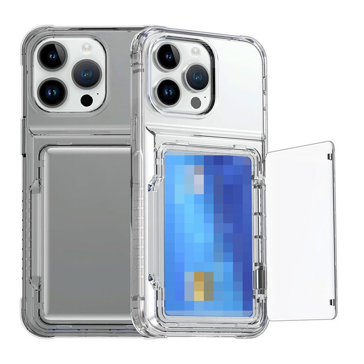 iPhone15 ケース カバー カード収納付き TPU+プラスチックスタンド機能 透明 一体型 iPhone 15 Plus/15 Pro/15  Pro Max アイフォン15 - IT問屋