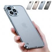 iPhone15 ケース/カバー アルミ バンパー Apple iPhone 15 Plus/15 Pro/15 Pro Max かっこいい アルミサイドバンパー 半透明 背面パネル付き