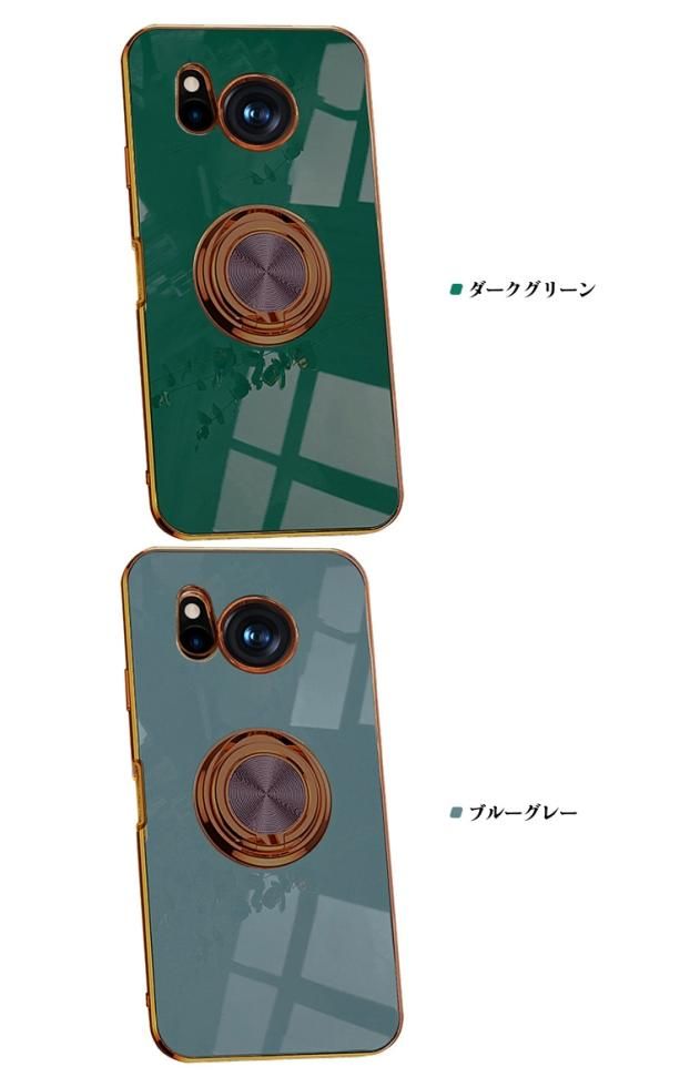 AQUOS sense 8 ケース カバー メッキ TPU 一体型リング付き 紐