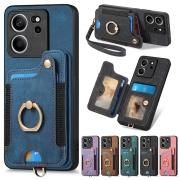 Xiaomi 13T ケース 13T Pro カバー 背面レザーケース カード収納付き スタンド機能 ストラップ付き 一体型スマホリング付き シンプル 小米