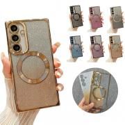 Galaxy S24 ケース S24+/S24 Ultra カバー カメラ保護あり メッキ Qi充電 ワイヤレス充電 対応 グラデーション TPU ソフトケース ストラップ穴
