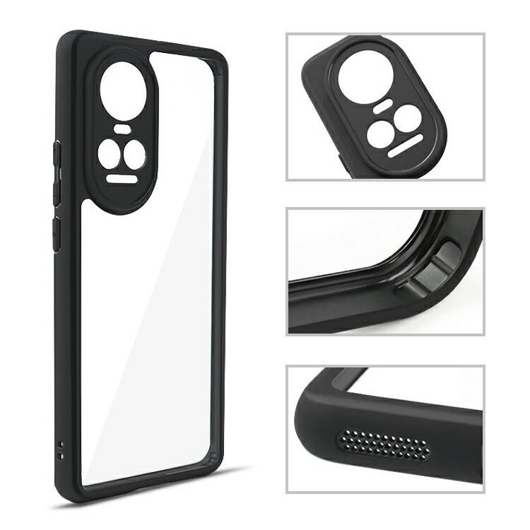 Reno10 Pro 5G 耐衝撃 ケース TPU+プラスチック 背面 透明 シンプル