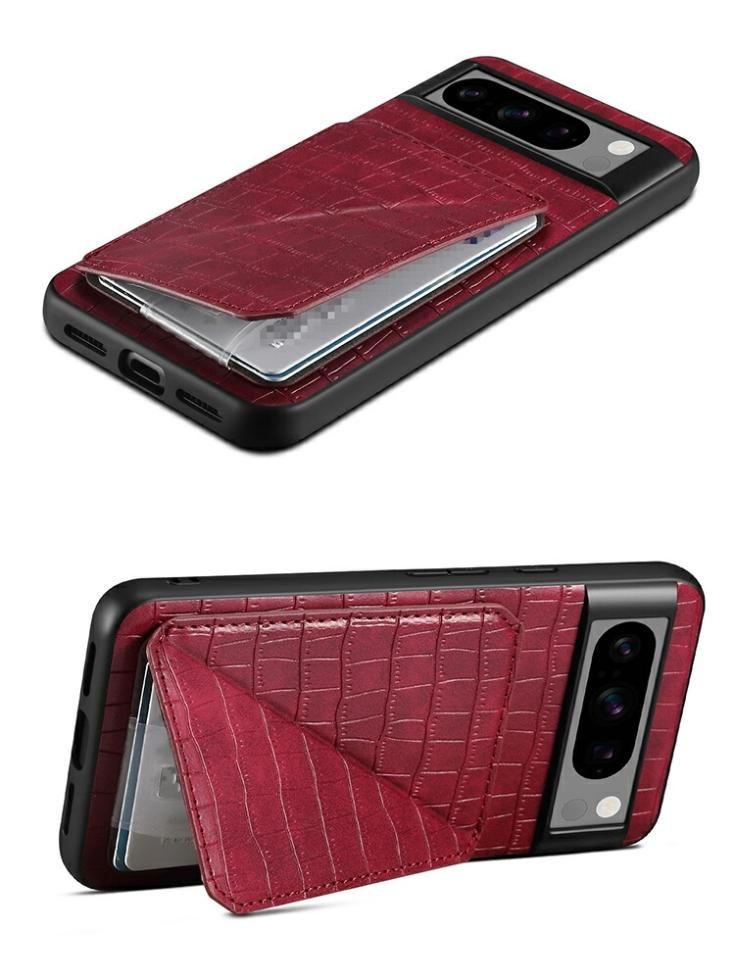 Pixel8a ケース 耐衝撃 カバー PUレザー クロコダイル調 背面レザー