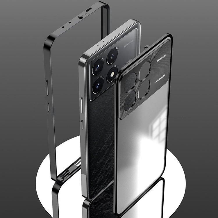 POCO X6 Pro ケース アルミ バンパー クリア 透明 背面半透明