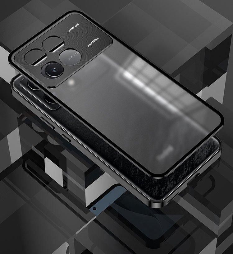 POCO X6 Pro ケース アルミ バンパー クリア 透明 背面半透明