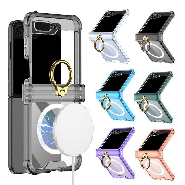 Galaxy Z Flip6 ケース クリア カバー 折りたたみ型 Qi充電