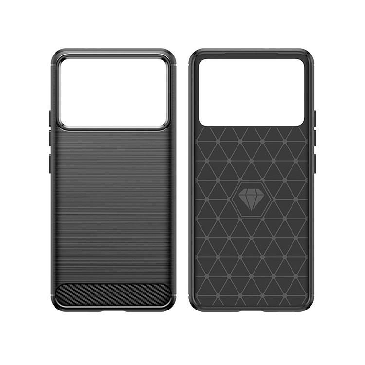 POCO F6 Pro ケース カバー TPU カーボン調 ヘアライン