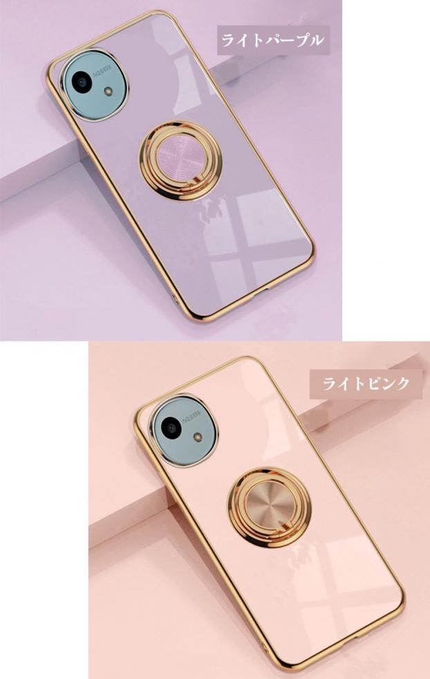 AQUOS wish4 ケース カバー 一体型リング付き メッキ TPU 紐 AQUOS wish4 ケース カバー 一体型リング付き メッキ TPU 紐