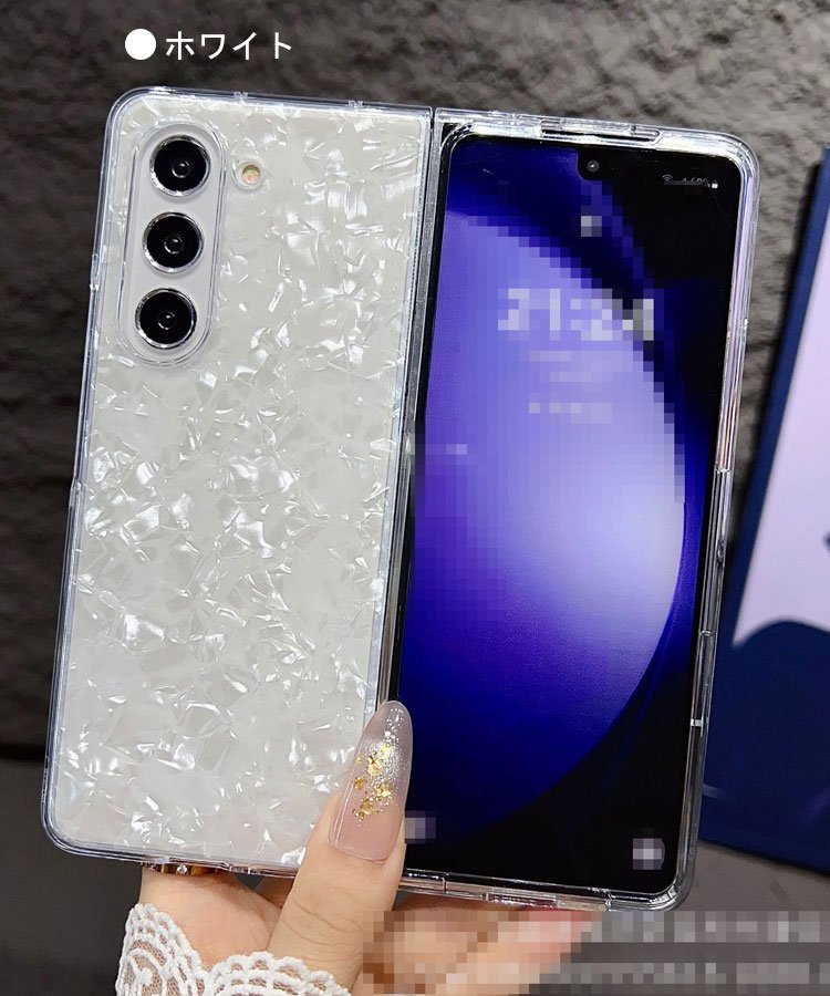 Galaxy Z Fold 6 ケース 耐衝撃 カバー ス折りたたみ型 シェル風 かわいい キラキラ デコ プラスチック サムスン ギャラクシー Z  フォールド6 - iPhone16 バンパー ケースのIT問屋