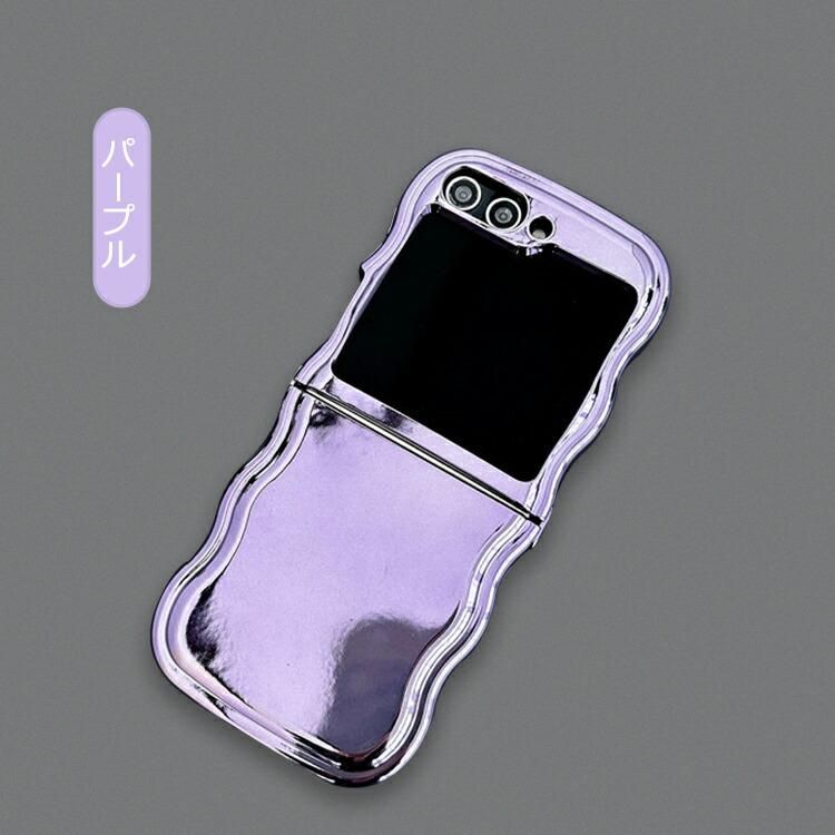 Galaxy Z Flip6 耐衝撃 ケース カバー 折りたたみ型 波状 メッキ TPU