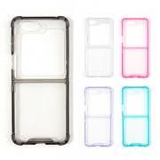 Galaxy Z Flip6 ケース クリア カバー 折りたたみ型 クリア 背面透明 TPU+プラスチック ストラップ穴 角 保護 コーナーバンパー