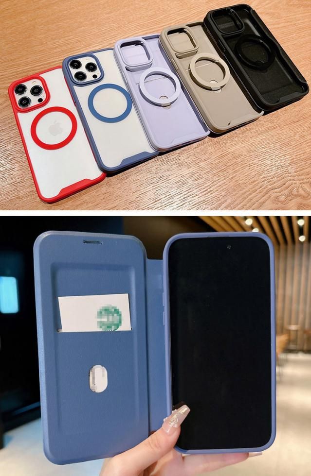 iPhone16 ケース 手帳型 カバー TPU + プラスチック 背面透明 カード