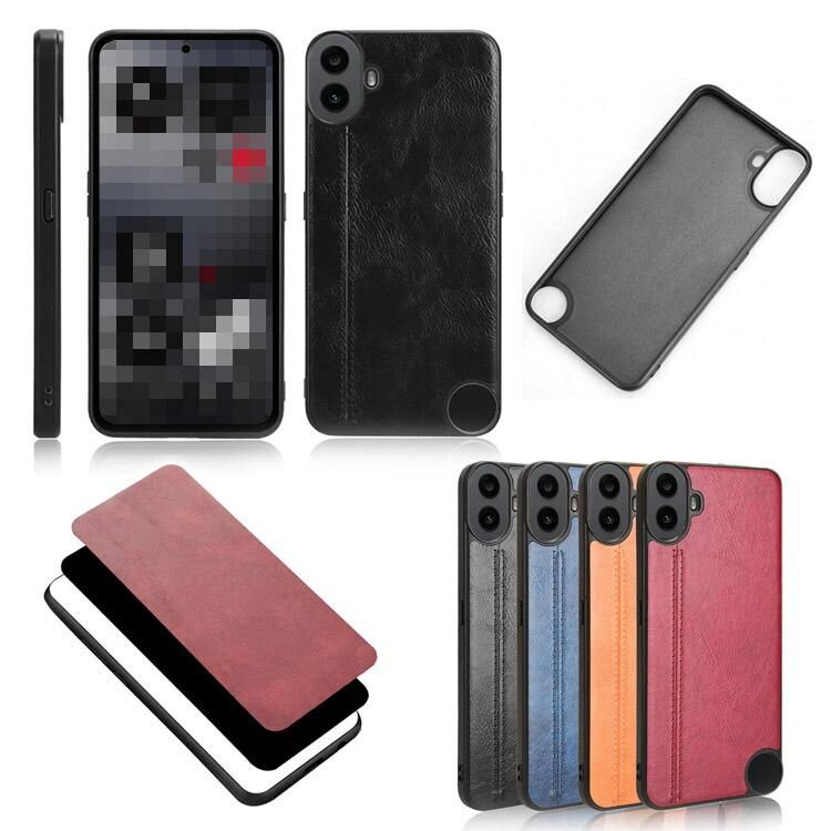 CMF PHONE1 スマートフォン本体 黒 ケース付き CMF Phone 1 ケース カバー カーボン調 背面ケース PUレザー