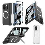 Pixel 9 Pro Fold カバー スタンド機能 Qi充電 ワイヤレス充電 対応 強化ガラス+PUレザー+プラスチック 前面強化ガラス シンプル グーグル ピクセル9
