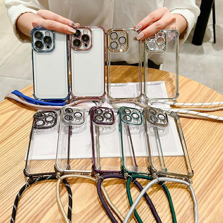 iPhone16 ケース スマホショルダー カバー カメラ保護あり クリア 背面