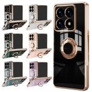Xiaomi 14T ケース 14T Pro カバー 一体型リング付き メッキ TPU 紐 ストラップホール付き シンプル 背面ケース