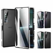 Xperia 1 VI バンパー Xperia 10 VI ケース 全面保護 カバー アルミバンパー クリア 透明 背面半透明 前後 強化ガラス  かっこいい  Sony ソニー 