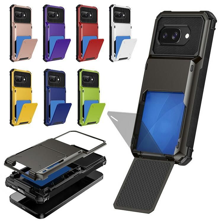 Google pixel9a 本体 ケース付き Pixel9a ケース カバー カード収納 スロット付き TPU + プラスチック