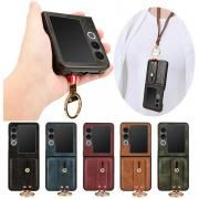 Nubia Flip 2 ケース Nubia Flip2 A404ZT 耐衝撃 カバー PUレザー+プラスチック ショルダーストラップ 肩掛けベルト付き