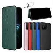 ROG Phone 9 ケース Phone9 Pro 手帳型 カバー 手帳型PUレザーケース カーボン調 ストラップ付き カード収納 スタンド機能 ストラップ穴