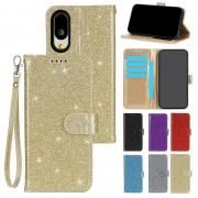 BASIO active 3 ケース active3 手帳型 カバー グリッター PUレザー 手帳型PUレザーケース ストラップ付き スタンド機能