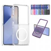 Galaxy Z Flip7 クリア ケース カバー 折りたたみ型 半透明 マット Qi充電 ワイヤレス充電 対応 側面TPU+ 背面プラスチック お洒落