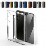 Galaxy Z Fold7 クリア ケース カバー 折りたたみ型 クリア 透明 強化ガラスフィルム付き 強化ガラス+プラスチック 前面強化ガラス ペン収納