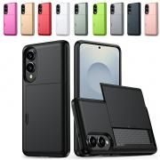 Galaxy S25 Edge ケース カメラ保護あり カバー 耐衝撃 TPU+プラスチック 2重構造 スライド式 カード収納 シンプル かっこいい お洒落