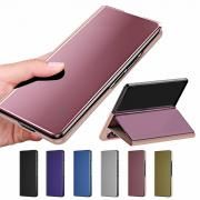 Galaxy Z Fold7 ケース 手帳型 カバー 液晶保護パネル付き 半透明 スタンド機能 折りたたみ型 二つ折り メッキ