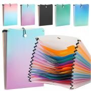 バインダー A4 ファイルケース 13ポケット グラデーション アコーディオン式 蛇腹 多層フォルダ ファイルバッグ ファイルバインダー 手提げ