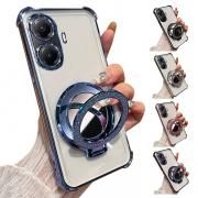 POCO F7 クリアケース 耐衝撃 カメラ保護あり カバー メッキ TPU 透明 リング付き ミラー付き ソフトケース 角 保護 コーナーバンパー