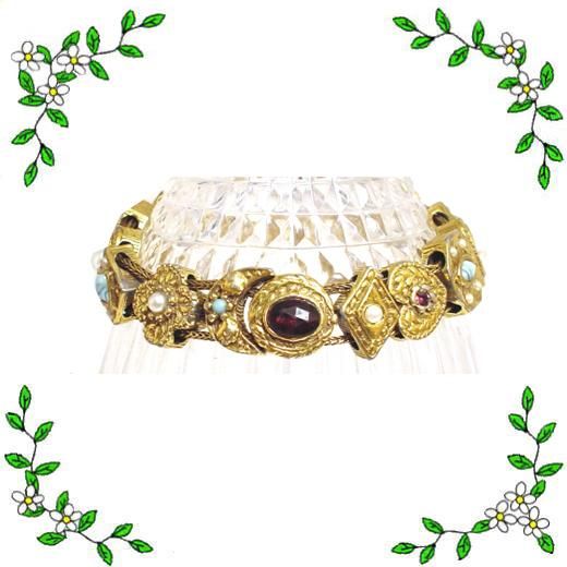 goldette(ゴールデット)ヴィンテージ チャーム ブレスレット 送料無料 Goldette ゴールデット スライドチャームブレスレット