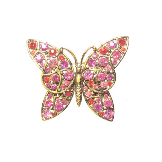 ホリークラフト(Hollycraft)鮮やかなピンクラインストーンの綺麗な蝶の