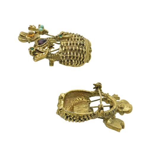 GOLDETTE ゴルデット☆花籠のブローチ アンティーク花籠のブローチ Goldette