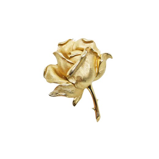 トリファリ(Trifari)存在感のある金色の薔薇のヴィンテージブローチ 