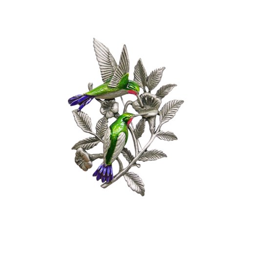 JJ 花の蜜を吸う二羽のハミングバードのヴィンテージブローチ ｜Daisy