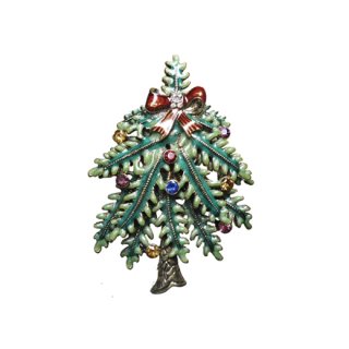 エイボン・モダンな色彩のクリスマスツリーブローチ