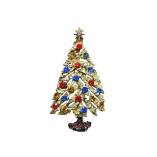 アート・エナメル仕上げのクリスマスツリーのブローチ