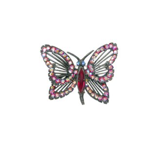 ワイス・綺麗なラインストーンが煌くお洒落な蝶のブローチ