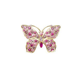 モネ・綺麗なピンクの蝶のブローチ