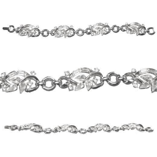 TRIFARI ブレスレット バングル リーフモチーフ シルバー トリファリ(Trifari)上品なシルバーリーフのヴィンテージ