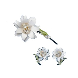 フランソワ(コロ)・華やかな白いお花のブローチセット