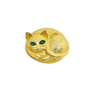 ピスチテッリ・丸まった金色の猫のブローチ