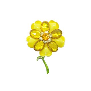 モードな黄色いお花のレトロなブローチ