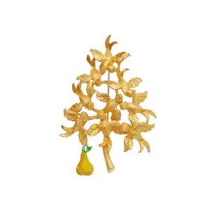 カドロ・デコラティブな金色の小鳥のクリスマスツリーブローチ