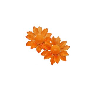 レトロキュートなオレンジ色のお花のイヤリング